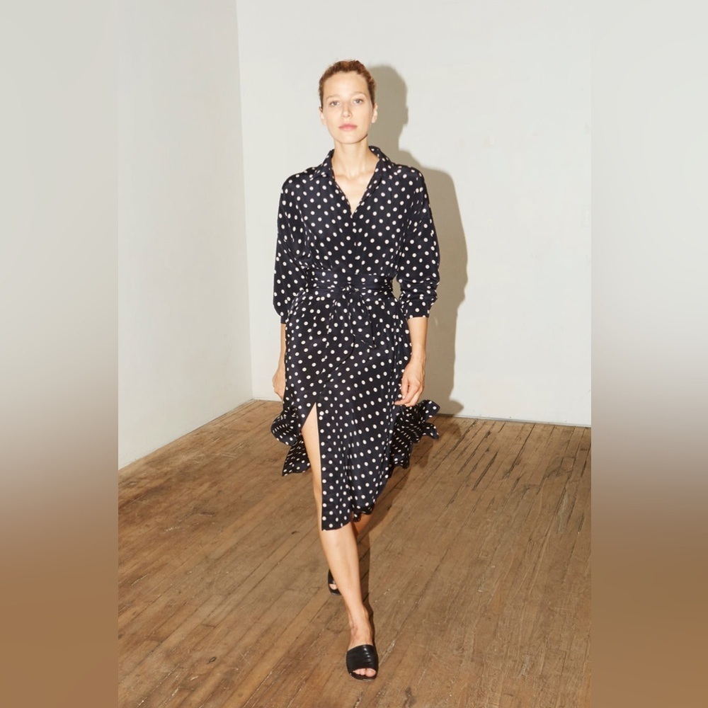 Datura Polka Dot Linen Shirt Dress Size 1 EU (US XS)